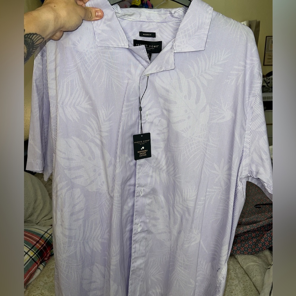Pronto Uomo Light Purple and floral Striped Shirt